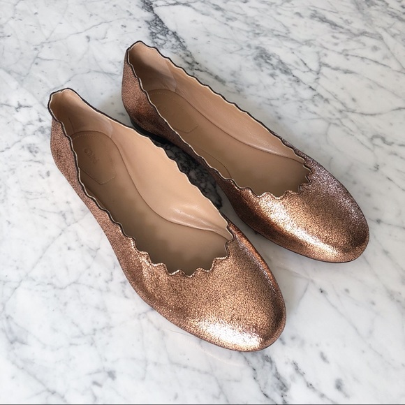 rose gold metallic flats